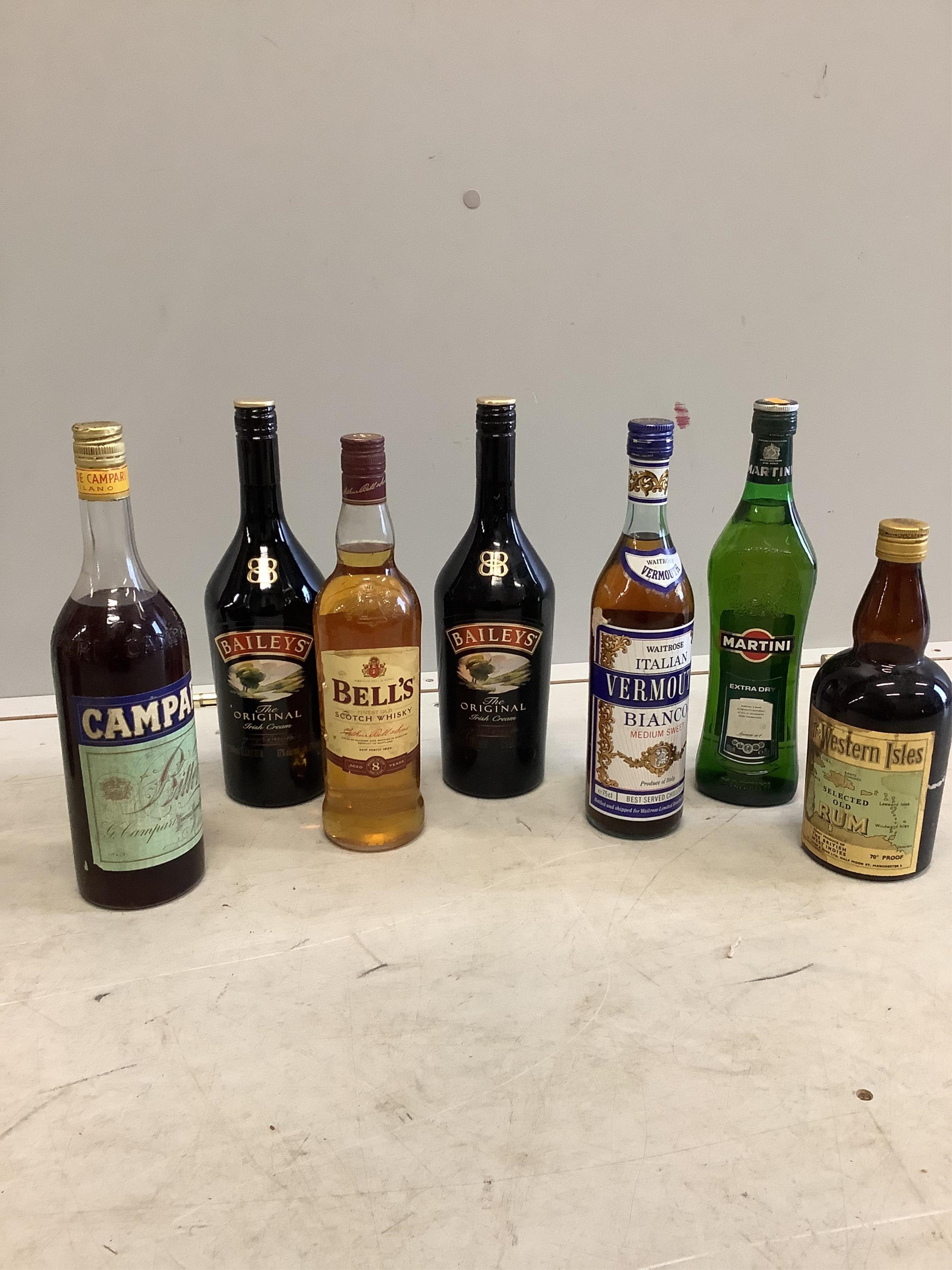 Seventeen bottles of whisky, spirits and liqueurs. Condition - good